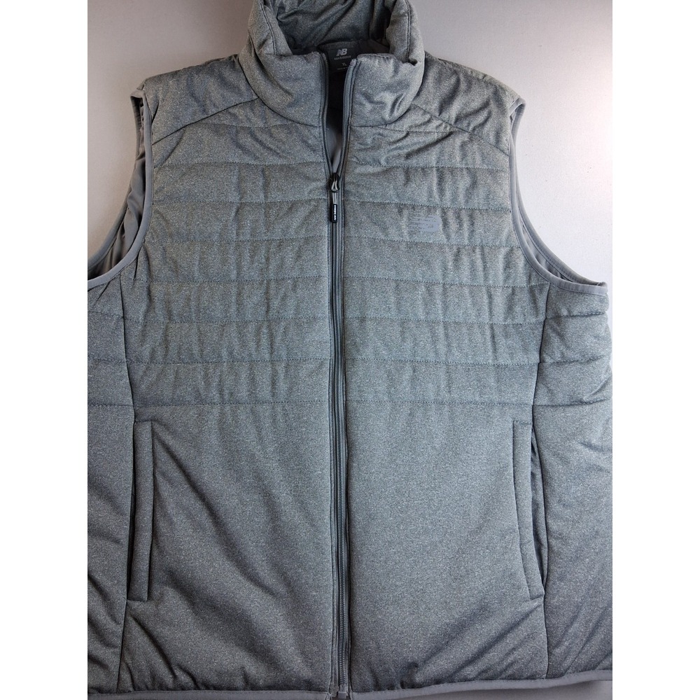 New Balance Vest Mens XL Gray Lightweight Puffer Full Zip Athletic Running Train